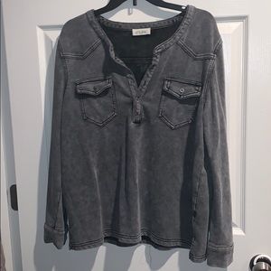 Distressed have button up flannel